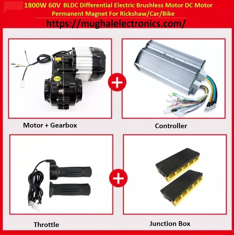 BLDC Electric Brushless Motor Controller Throttle Gearbox Set 1800W 0