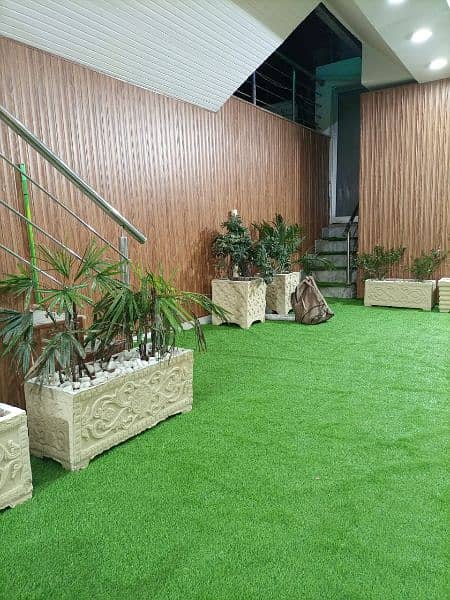 Artificial grass,partition work,Media wall,glass tape,pvc panel,ceil 7