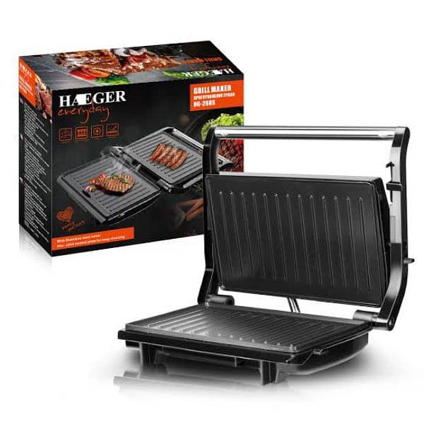 HAEGER ORIGINAL PANINI GRILL MAKER GRILL SANDWICH BURGER STEAKS VEGGIE 4