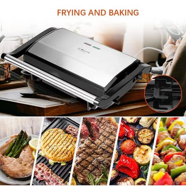 HAEGER ORIGINAL PANINI GRILL MAKER GRILL SANDWICH BURGER STEAKS VEGGIE 5