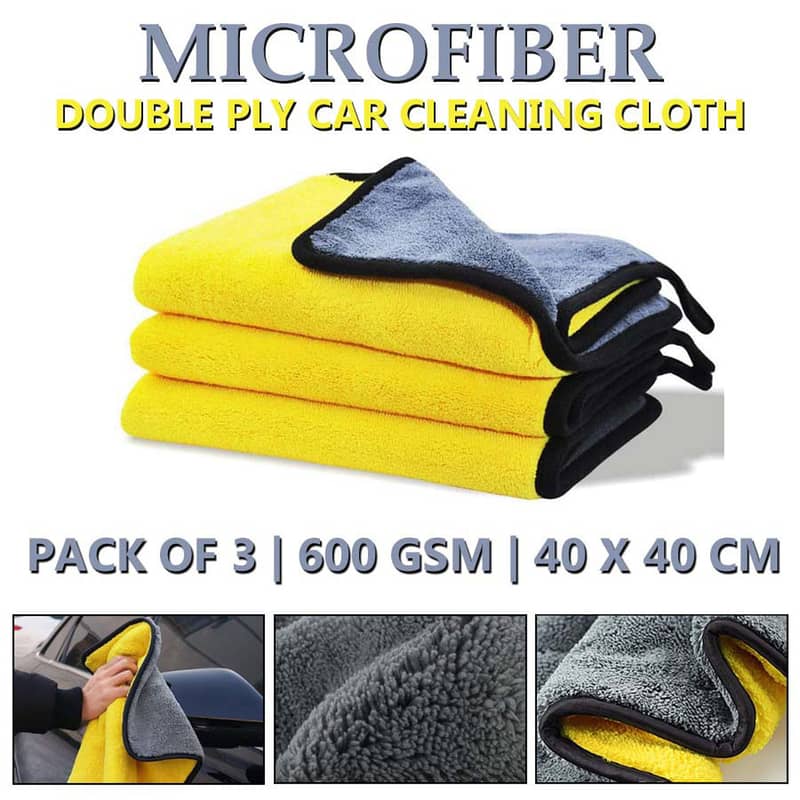 MicroFiber Towel Yellow 40cm × 40cm - Pack Of 3 1