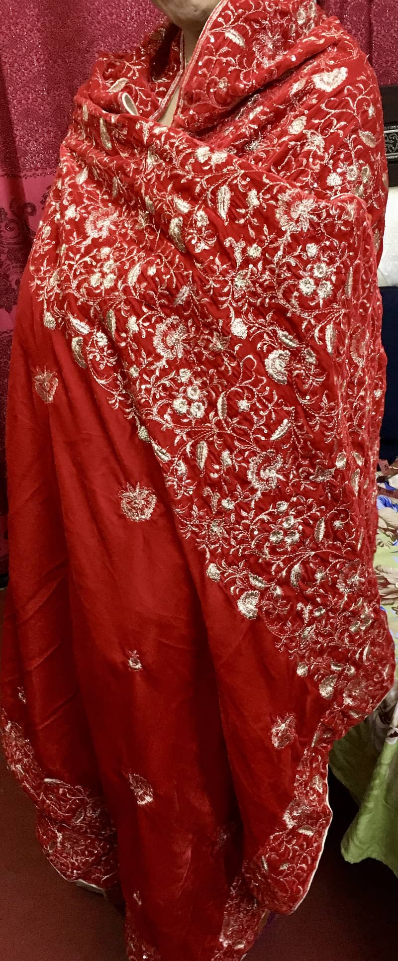 Red Velvet Shawl Embroided Tilla (New) Dress 2