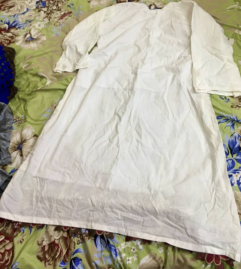 Net Cotton Medium Size White Kurti Dress 3