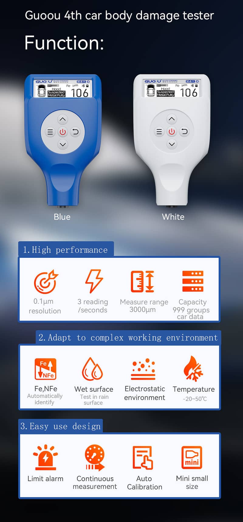 GUOOU GC8102 Car Tester Paint Coating Thickness Gauge, android app 6