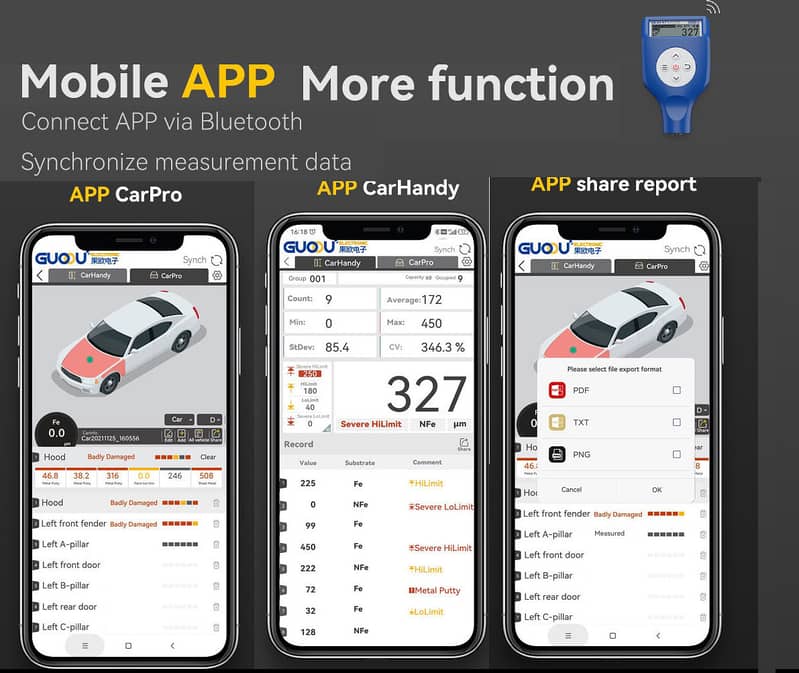 GUOOU GC8102 Car Tester Paint Coating Thickness Gauge, android app 8