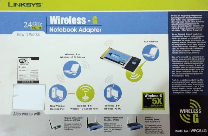 WIFI Adapter WPC54G LinkSys Cisco 1