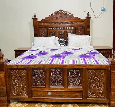 pure king size wooden bed set at affordable price
