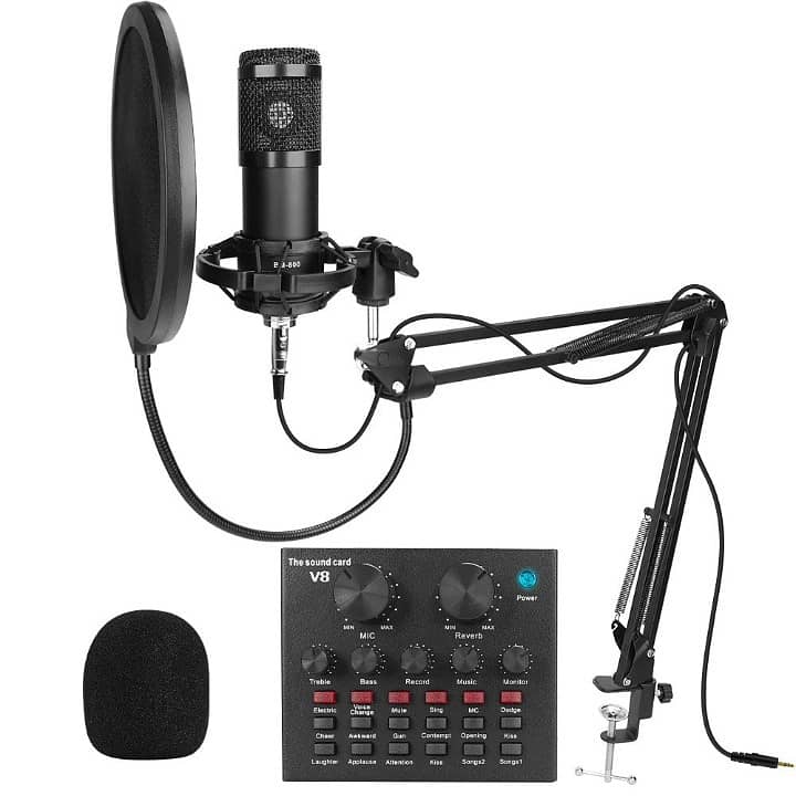 BM800 Audio Recording Microphone,V8 streaming Mic Eco sound effect 0