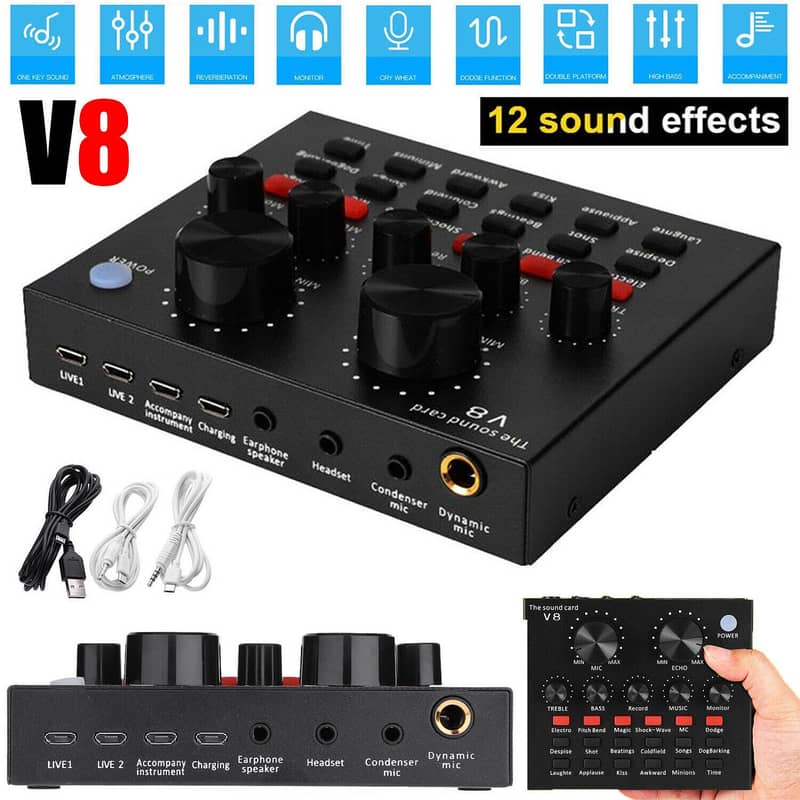 V8 sound card,Music Sound effects,Streaming youtube song recording car 2