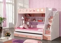 6x4 feet double Story Triple bunker bed for kids deffrent designs
