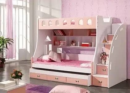 6x4 feet double Story Triple bunker bed for kids deffrent designs 0