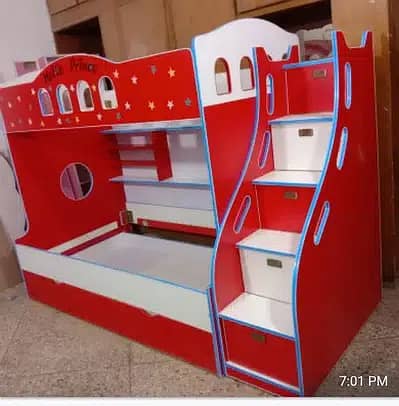 6x4 feet double Story Triple bunker bed for kids deffrent designs 10