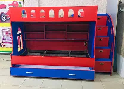 6x4 feet double Story Triple bunker bed for kids deffrent designs 14