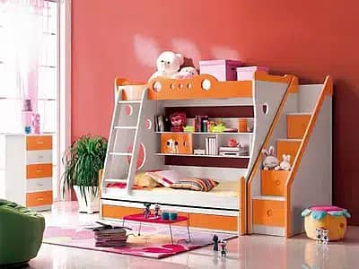 6x4 feet double Story Triple bunker bed for kids deffrent designs 17