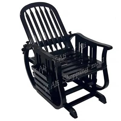 Solid Kikar Wooden Large rocking Chair Black swing chair relaxing
