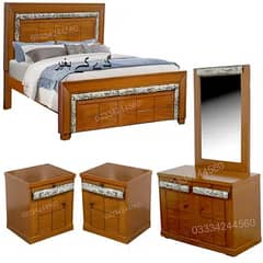 Wooden Bed  withDressing Set With side tables Without Mattress