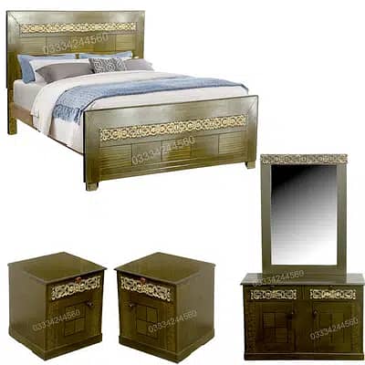 Wooden Bed  withDressing Set With side tables Without Mattress 1