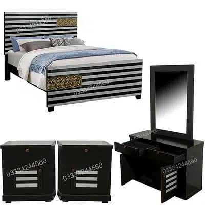 Wooden Bed  withDressing Set With side tables Without Mattress 2