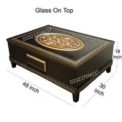 4 feet Wooden Table with Drawer with Glass on Top