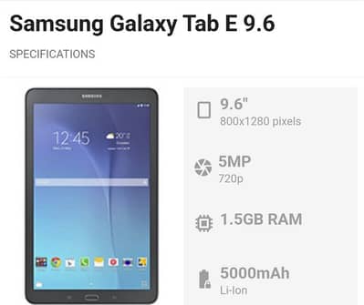 Samsung Tab E 9.6 - Wifi