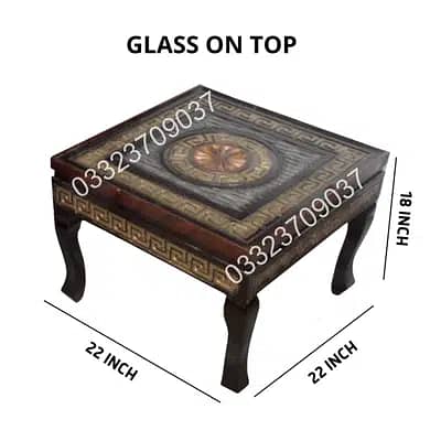 Three Wooden Center table  with glass Top 1