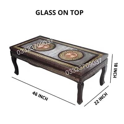 Three Wooden Center table  with glass Top 2