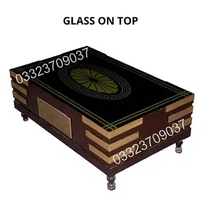 center large  Wooden Table with Drawer with Glass on Top 3
