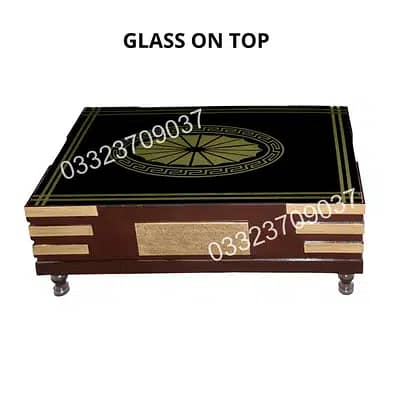 D2 4x2.5 feet Wooden Table with Drawer with Glass Top 2