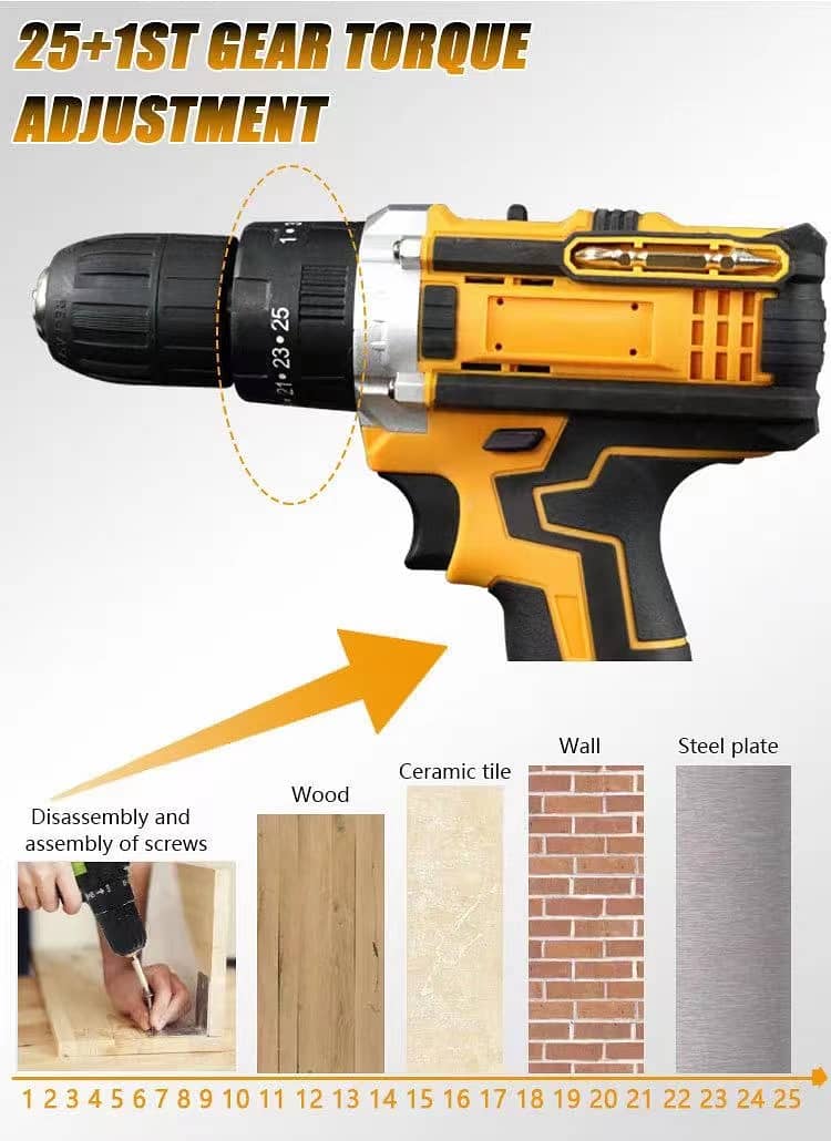 Cordless Electric Battery Operated Drill 21V Rechargeable Battery 5