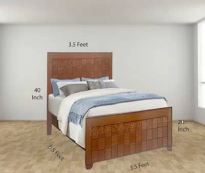 6.5x3.5 feet wooden single bed Solid Kikar Wood without matress 2