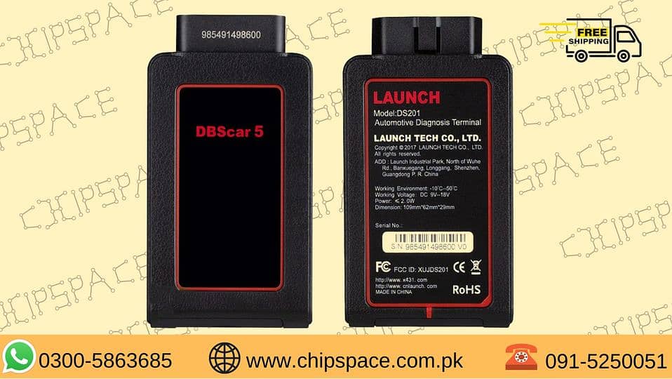 LAUNCH X431 DBScar5 Bluetooth Connector + OBDII Extension Cable with 1 0