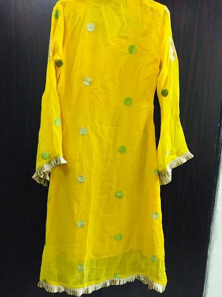 Embroidered Yellow Chiffon 3pcs Dress 4