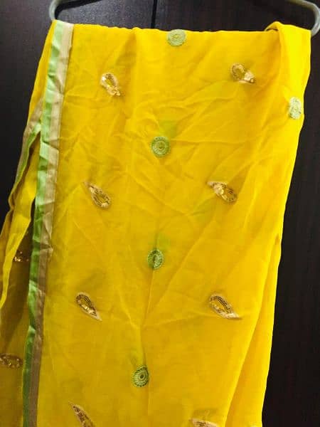 Embroidered Yellow Chiffon 3pcs Dress 6