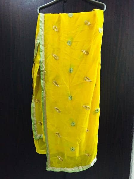 Embroidered Yellow Chiffon 3pcs Dress 8