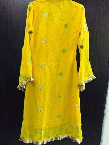 Embroidered Yellow Chiffon 3pc Dress 1