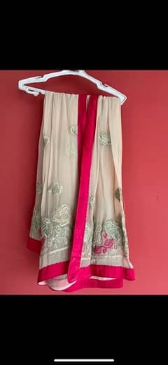 size small. pure chiffon 3 piece with block print sharara