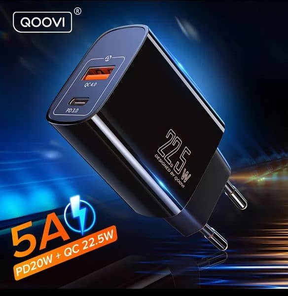 20W PD Charger QOOVI Dual USB Type C- Charger 5A Fast Charging Adapter 0