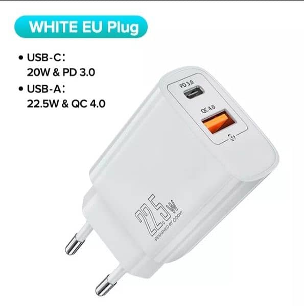 20W PD Charger QOOVI Dual USB Type C- Charger 5A Fast Charging Adapter 6