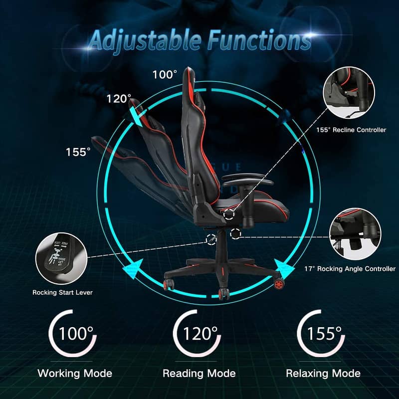 GLOBAL RAZER Premium Quality Imported Gaming Chair with Reclining 5