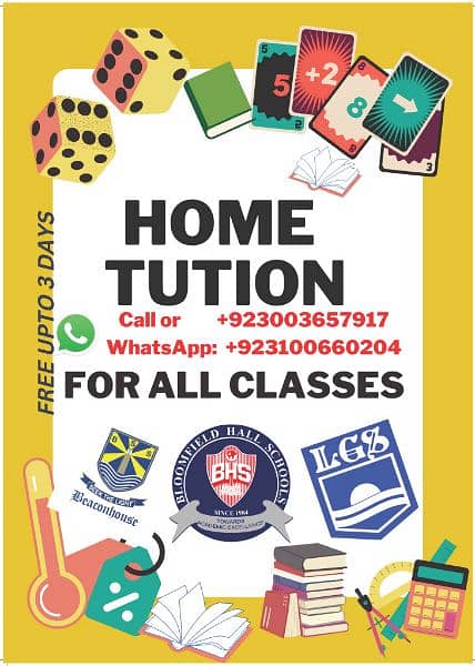 Home tution teacher available free 1-3 days 0