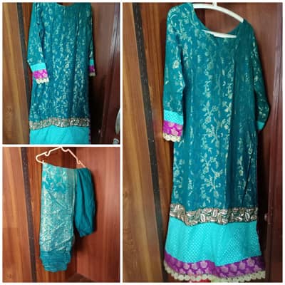 3 Piece Bridal Dress (Turquoise Green)
