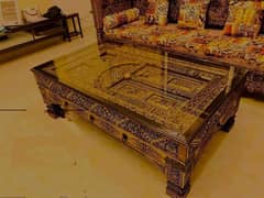 single Center table in solid wood best finishing made by Hand carved 0