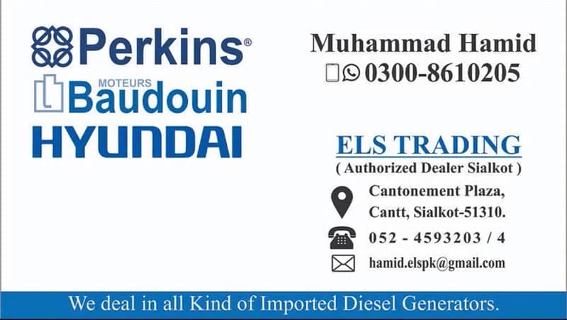 Diesel /Petrol Generators in Sialkot.   PERKINS -- CUMMINS — HYUNDAI 19