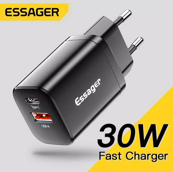 Chargers/Adapter ESSAGER USB Type C Fast Charger 30W QC PD 3.0 Dual Po 0