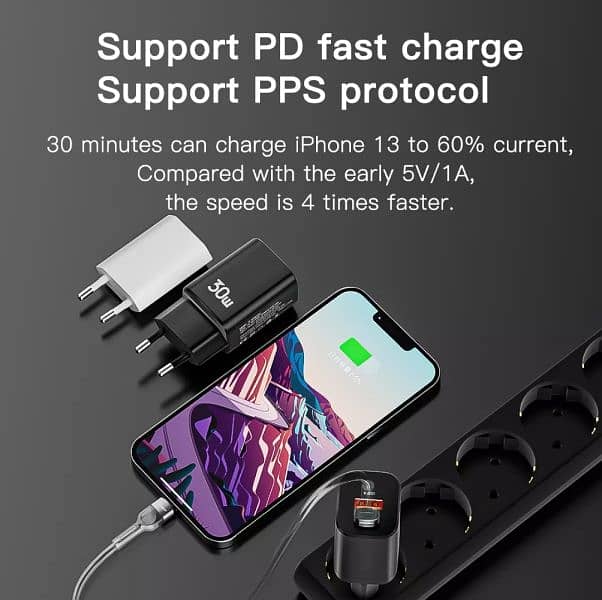 Chargers/Adapter ESSAGER USB Type C Fast Charger 30W QC PD 3.0 Dual Po 4