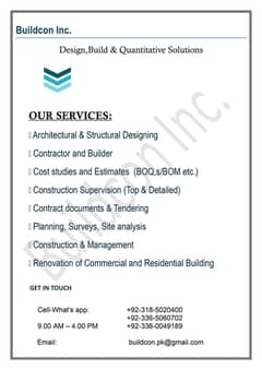 Buildcon Inc. Design,Build & Quantitative Solutions