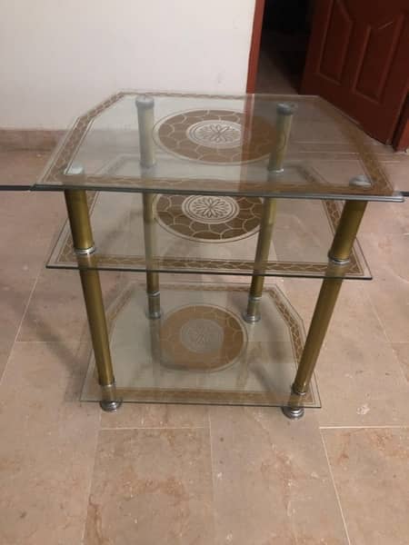 Ornate Side Table with Gold Floral Patterns 0