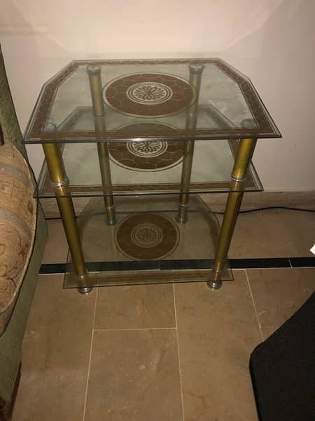 Ornate Side Table with Gold Floral Patterns 1