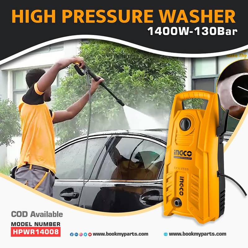 INGCO HPWR14008 High Pressure Car Washer Machine 1400-W 0