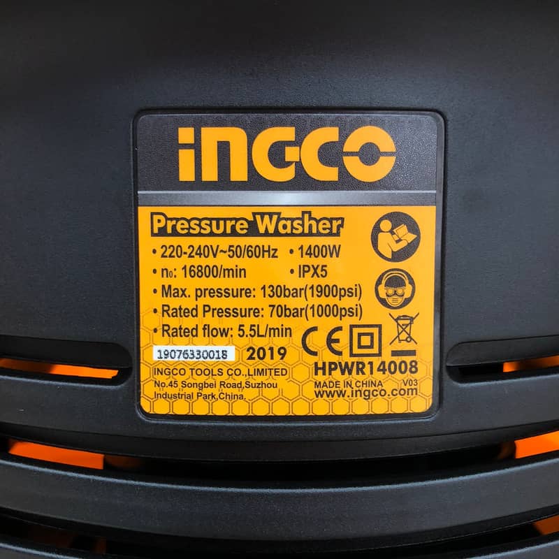 INGCO HPWR14008 High Pressure Car Washer Machine 1400-W 5